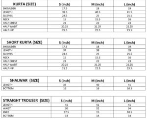 Size chart