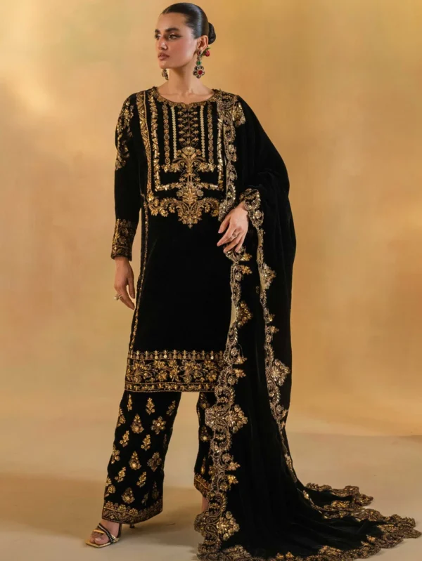 Embroidered Velvet Dress By MNM