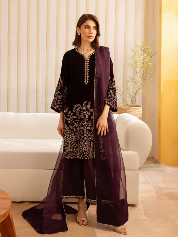 3-piece velvet, raw silk &