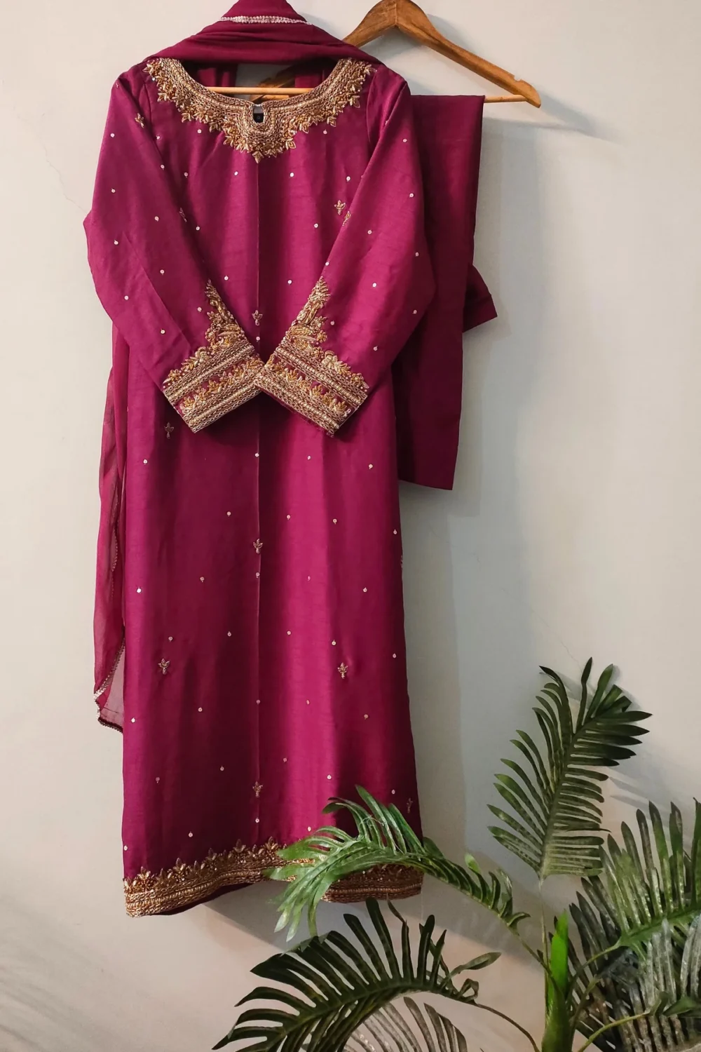 3 Piece Suit With dabka and resham handwork.