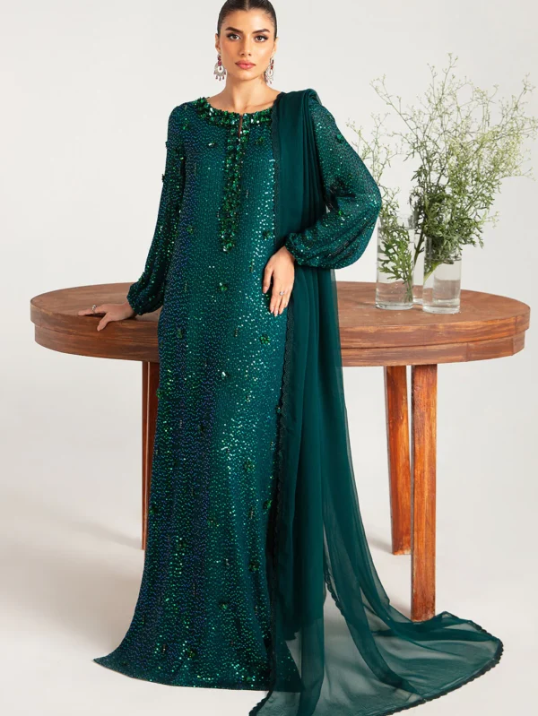 Fully sequined green long shirt