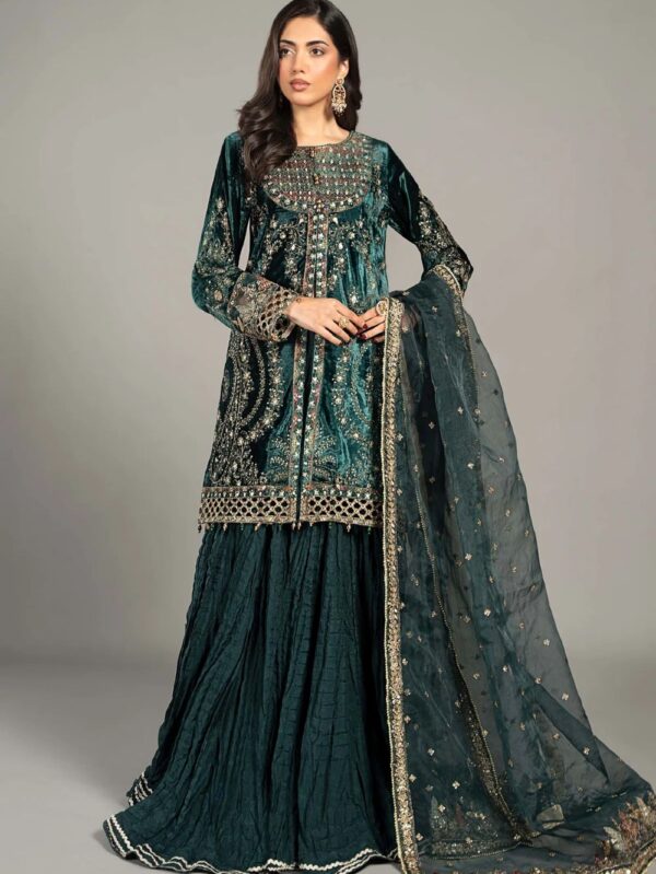 3 Piece Embroidered Velvet Suit | SF-W24-87