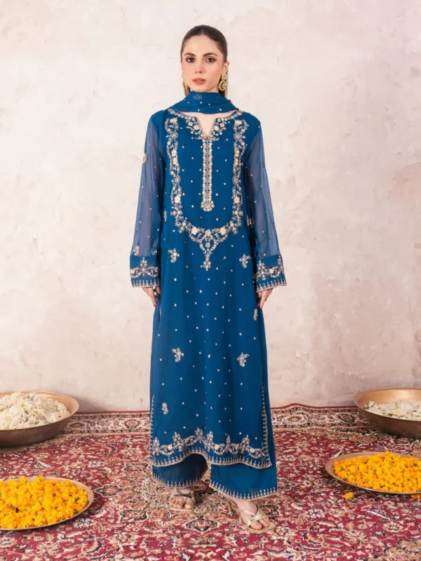 Luxury chiffon 3pc embroidered suit