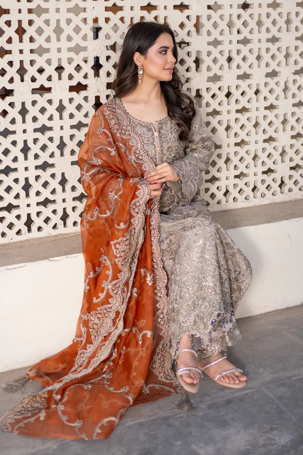 Imrozia | 3 Piece Embroidered organza Suit | I-227 MISR | Ready to wear - Image 6