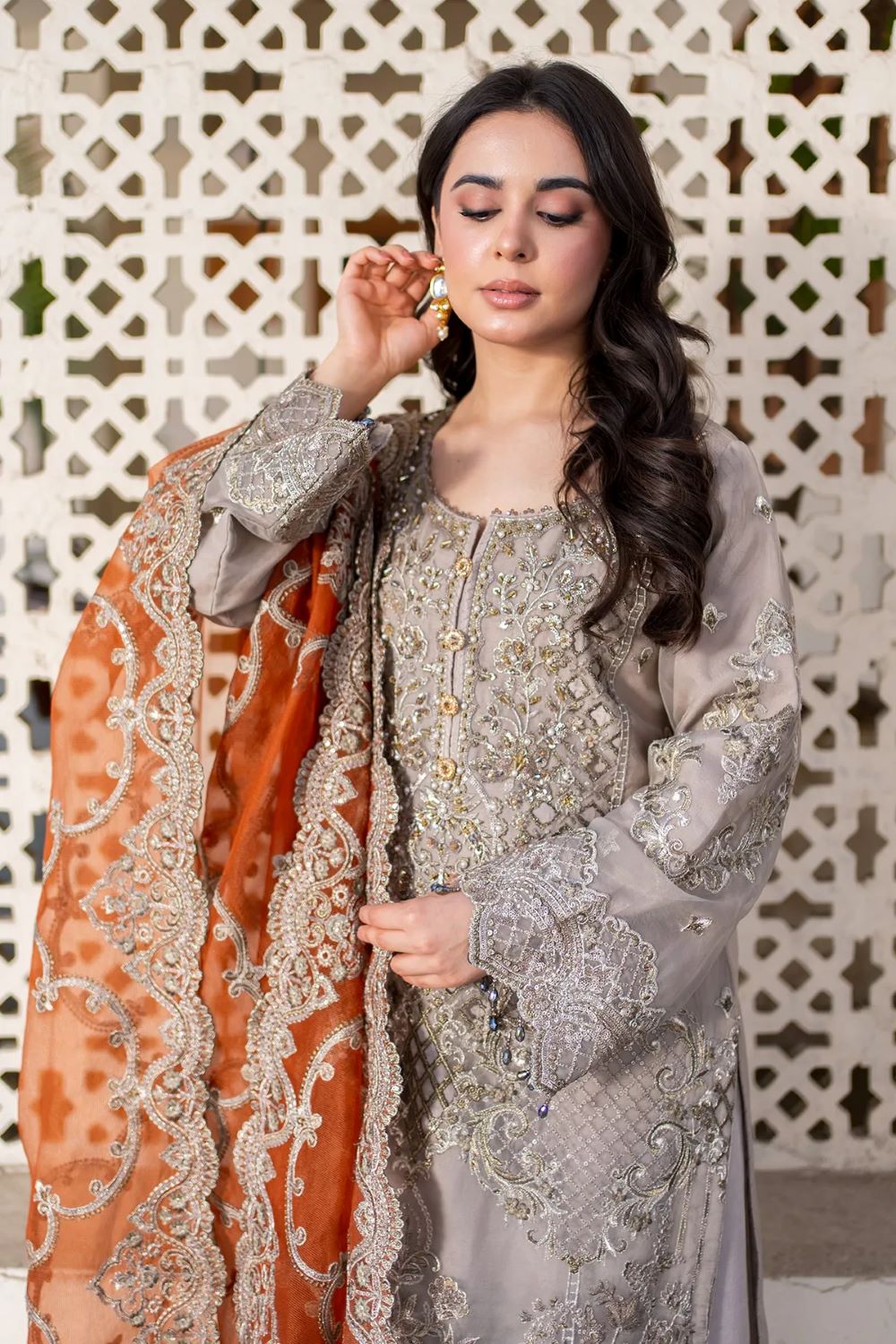Imrozia | 3 Piece Embroidered organza Suit | I-227 MISR | Ready to wear - Image 3