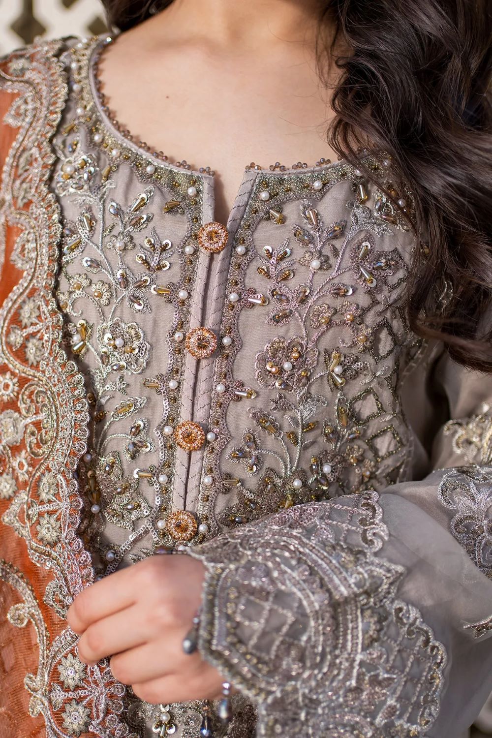 Imrozia | 3 Piece Embroidered organza Suit | I-227 MISR | Ready to wear - Image 5