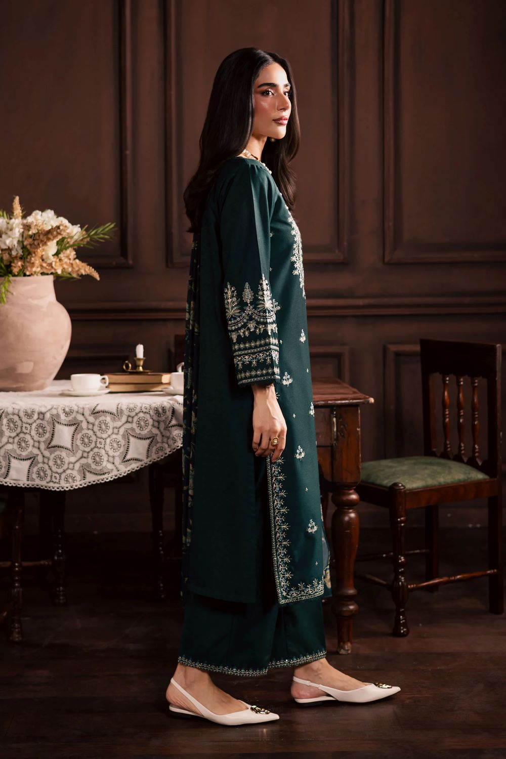 Batik | Queen Bee 3Pc - Embroidered Khaddar Dress | Ready to wear - Image 2