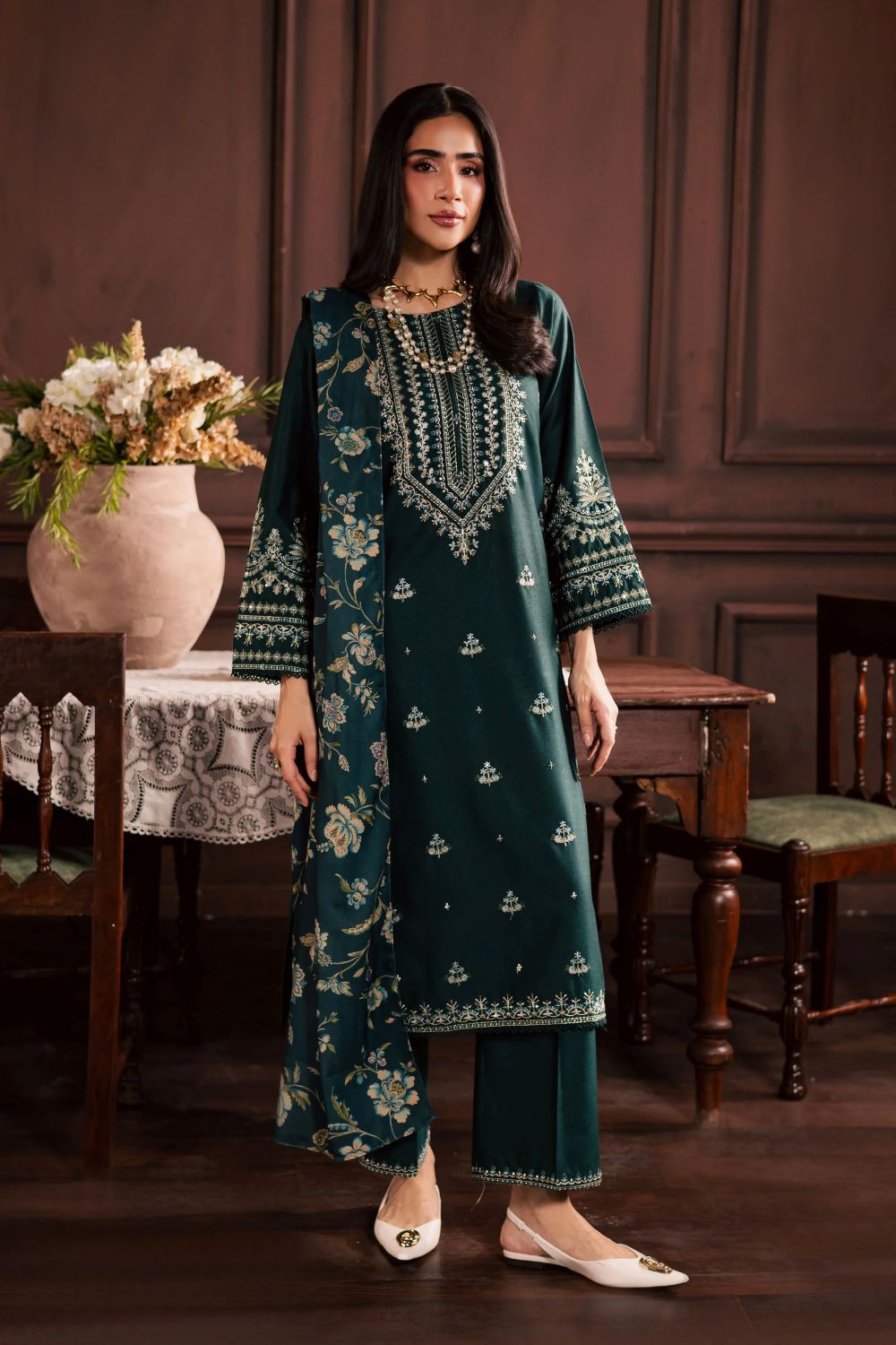 Batik | Queen Bee 3Pc - Embroidered Khaddar Dress | Ready to wear - Image 5