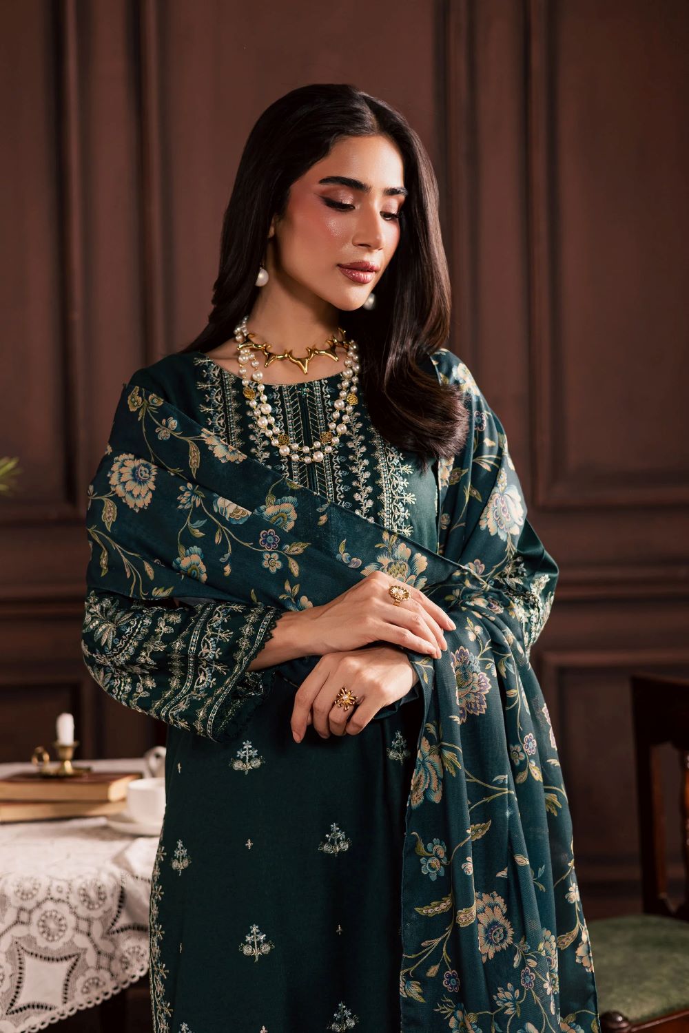 Batik | Queen Bee 3Pc - Embroidered Khaddar Dress | Ready to wear - Image 10