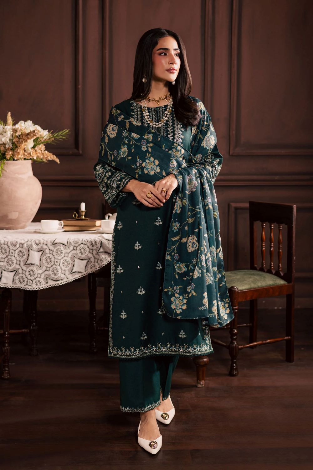 Batik | Queen Bee 3Pc - Embroidered Khaddar Dress | Ready to wear - Image 11