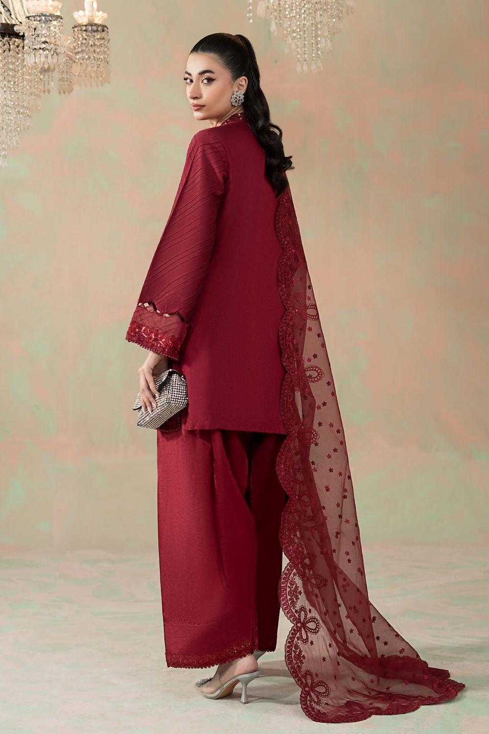 Maria.B | 3 Piece Embroidered Silk Net Suit | SF-W25-15 | Ready to wear - Image 2