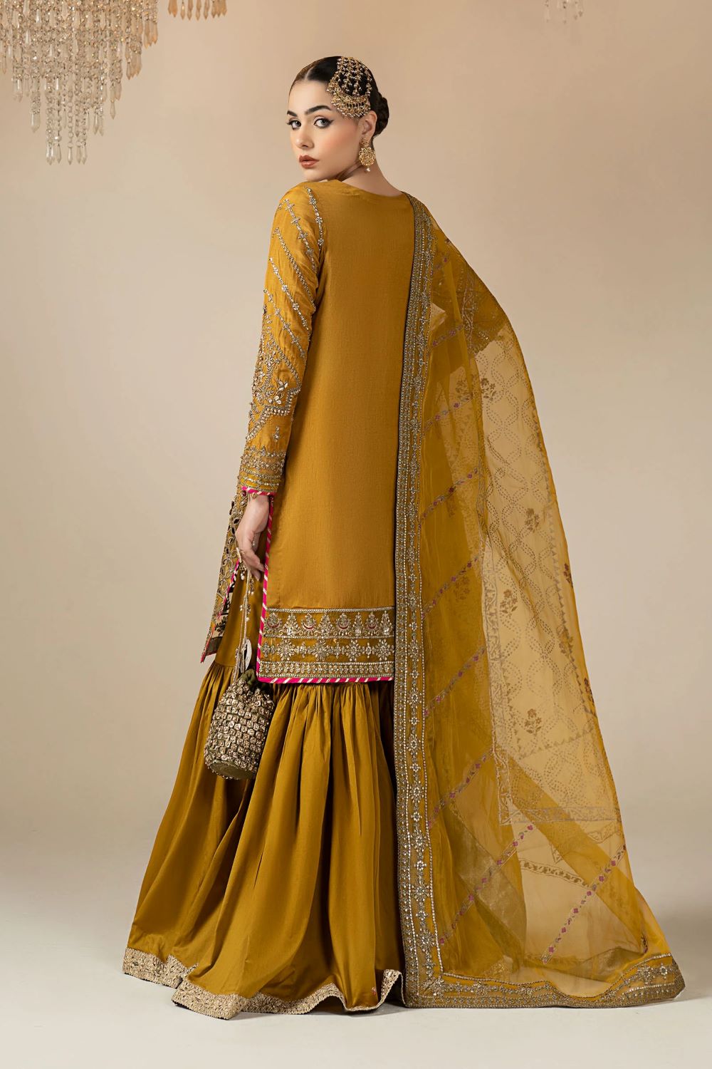 Maria.B | 3 Piece Embroidered Raw Silk Suit | SF-W25-30 | Ready to wear - Image 2