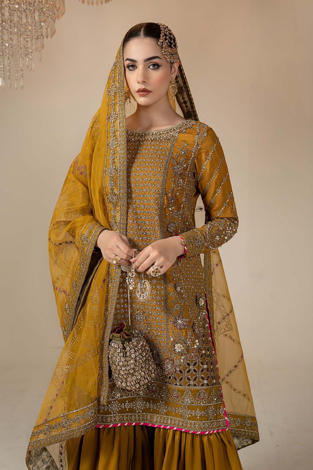 Maria.B | 3 Piece Embroidered Raw Silk Suit | SF-W25-30 | Ready to wear - Image 4