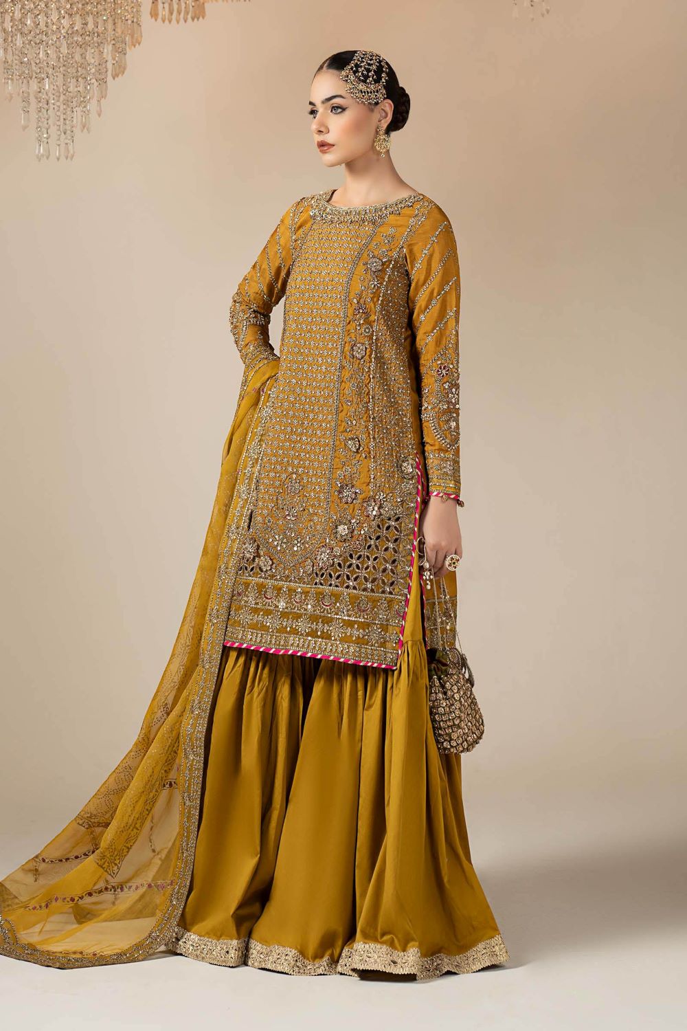 Maria.B | 3 Piece Embroidered Raw Silk Suit | SF-W25-30 | Ready to wear - Image 9
