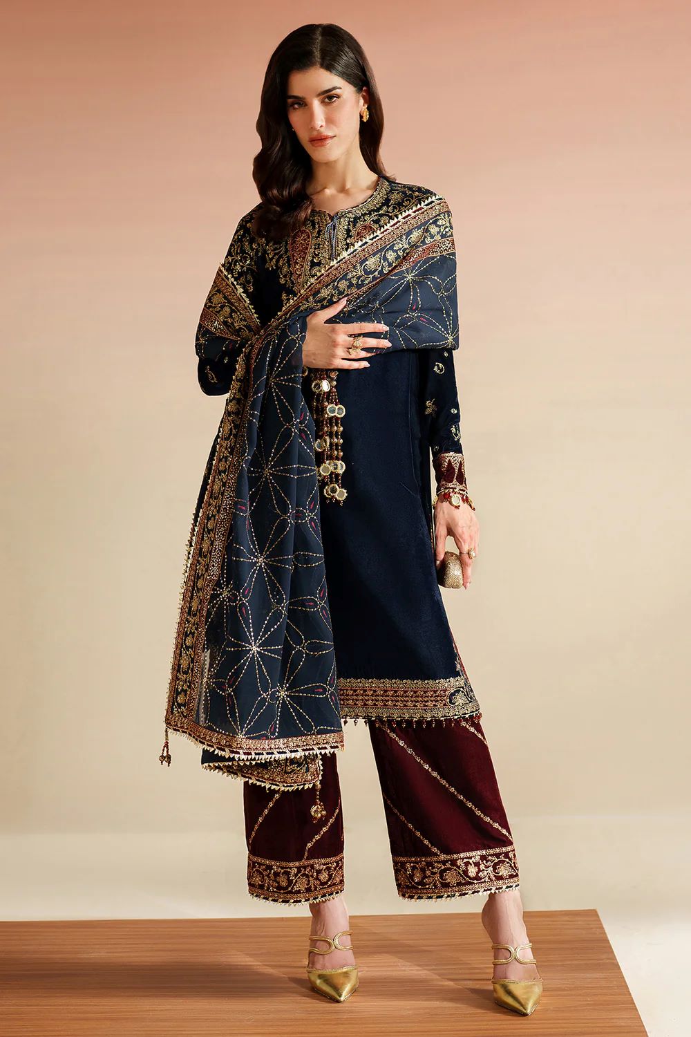 Jazmin | Embroidered Velvet Formal VVF D-7 | Ready To Wear - Image 2
