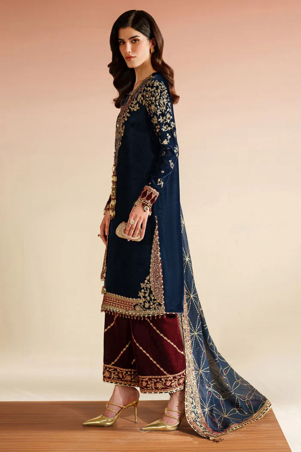 Jazmin | Embroidered Velvet Formal VVF D-7 | Ready To Wear - Image 4