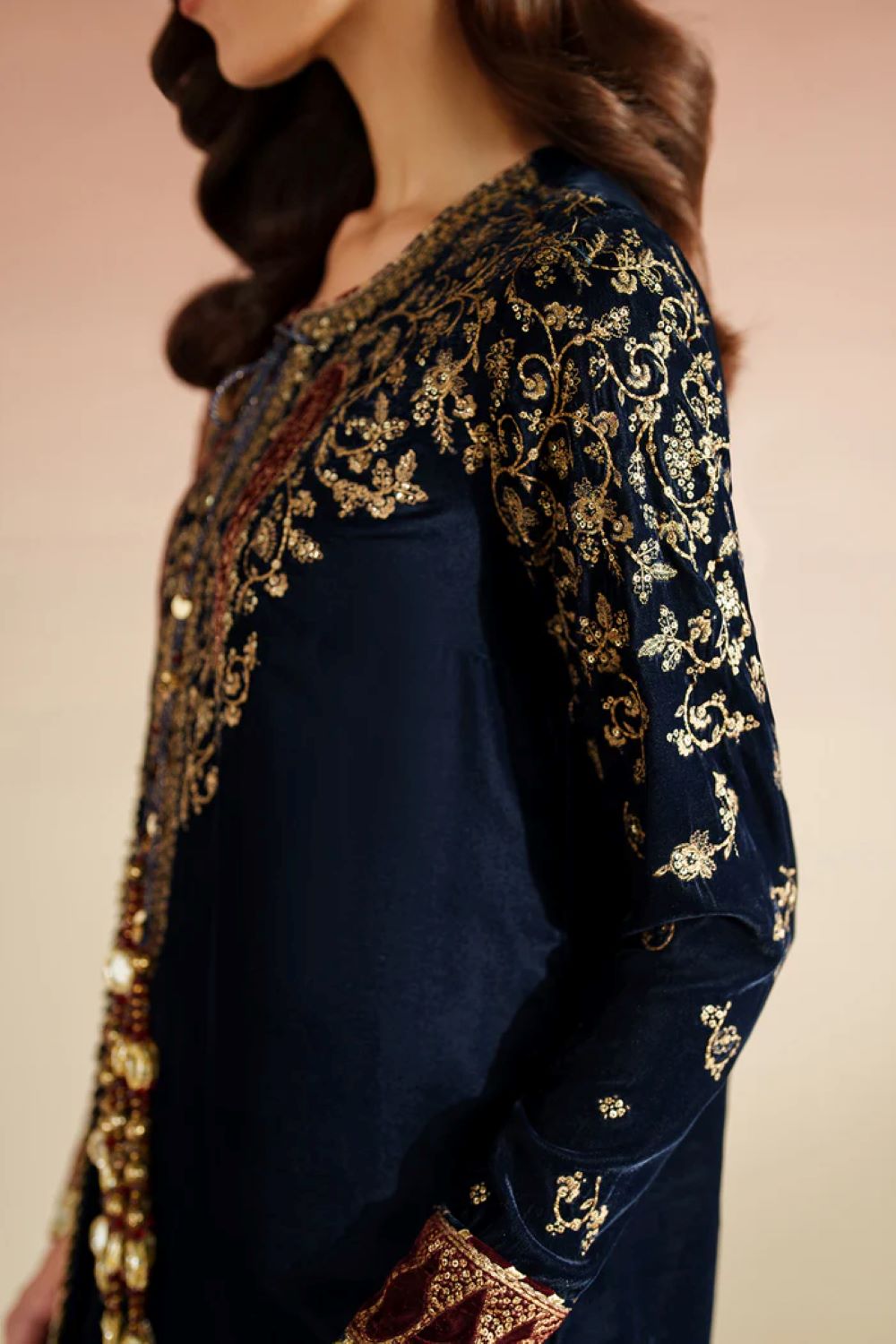 Jazmin | Embroidered Velvet Formal VVF D-7 | Ready To Wear - Image 6