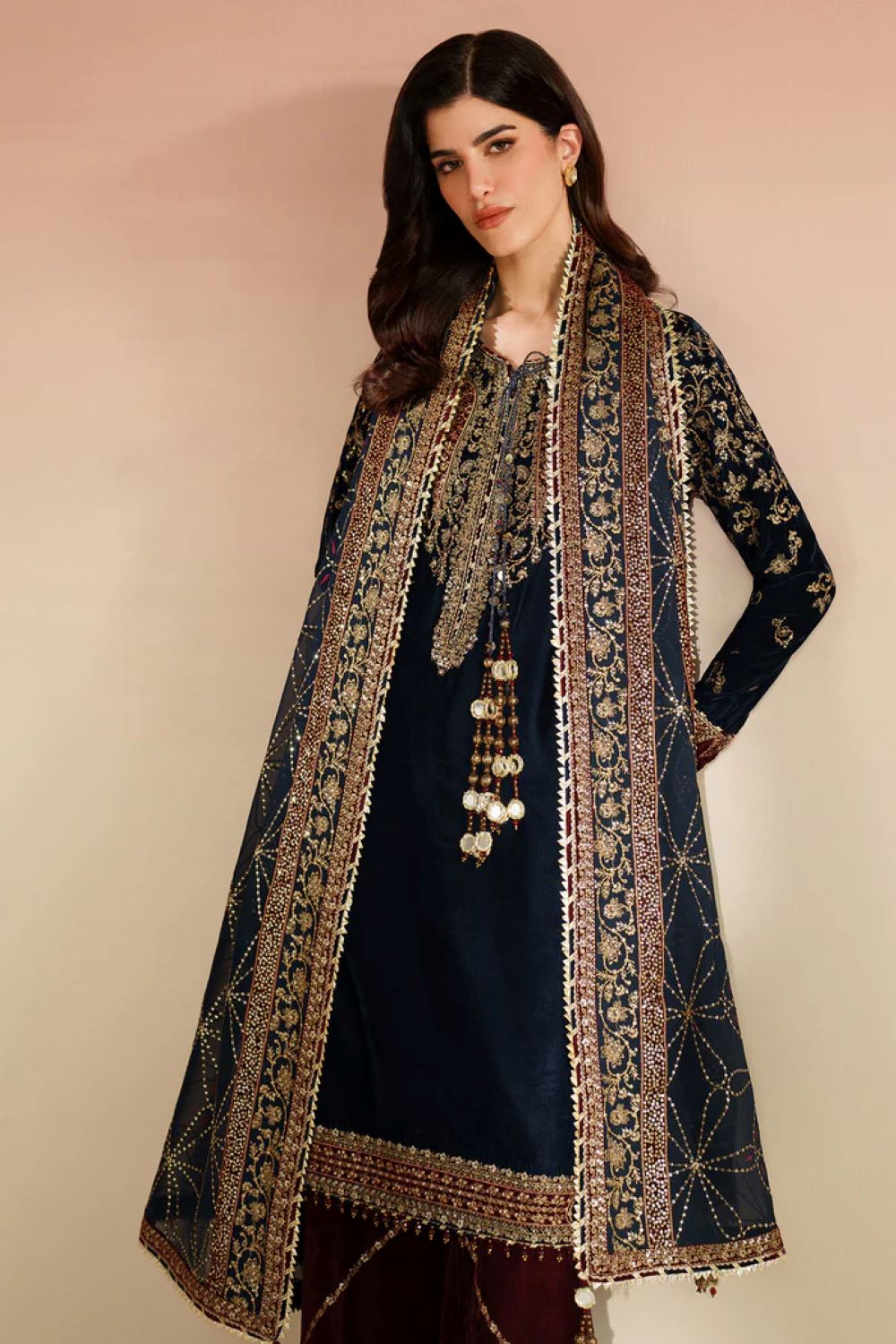 Jazmin | Embroidered Velvet Formal VVF D-7 | Ready To Wear - Image 8
