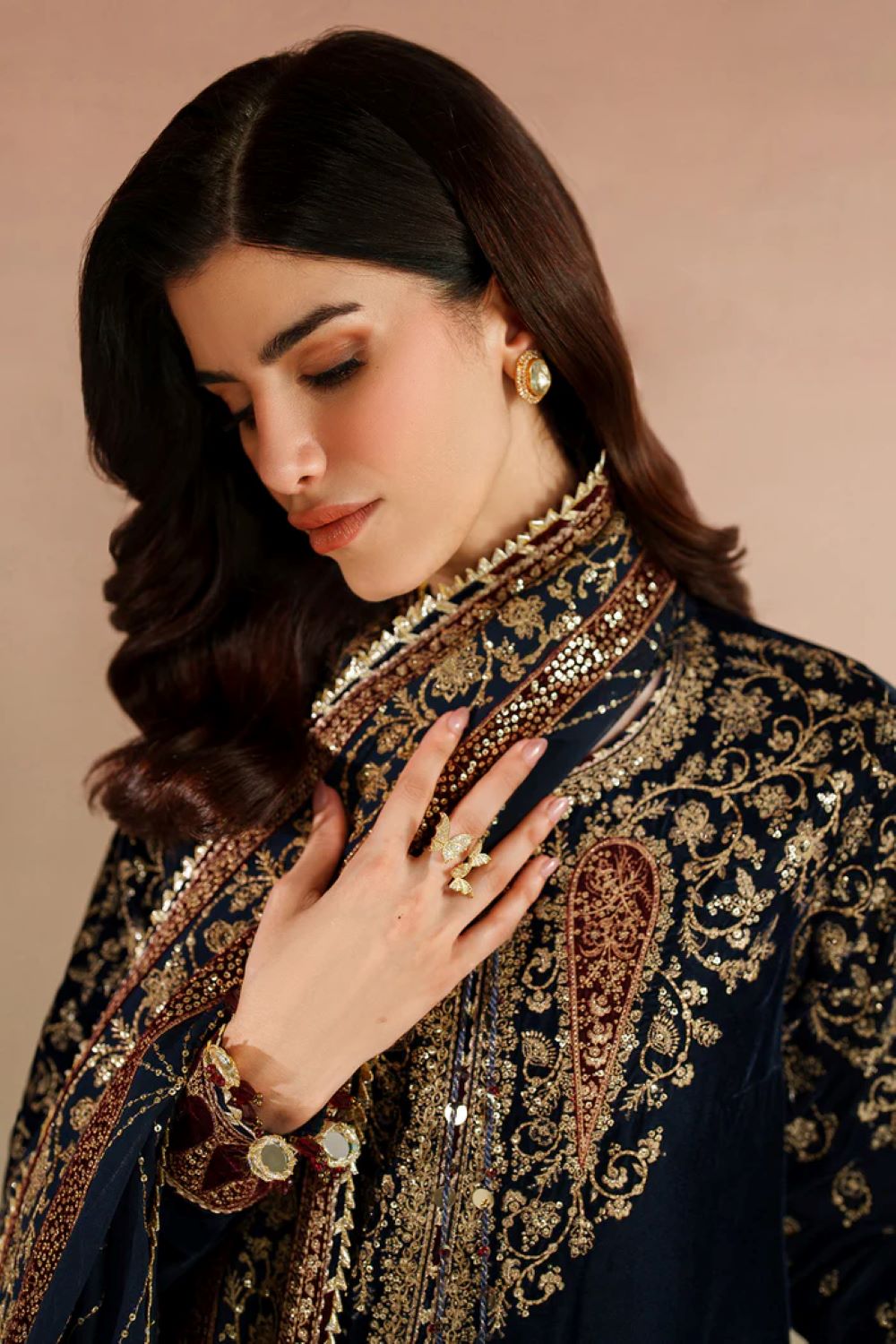 Jazmin | Embroidered Velvet Formal VVF D-7 | Ready To Wear - Image 9