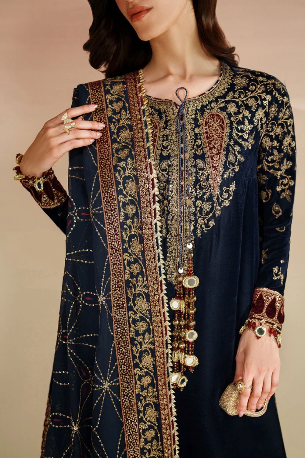 Jazmin | Embroidered Velvet Formal VVF D-7 | Ready To Wear - Image 10