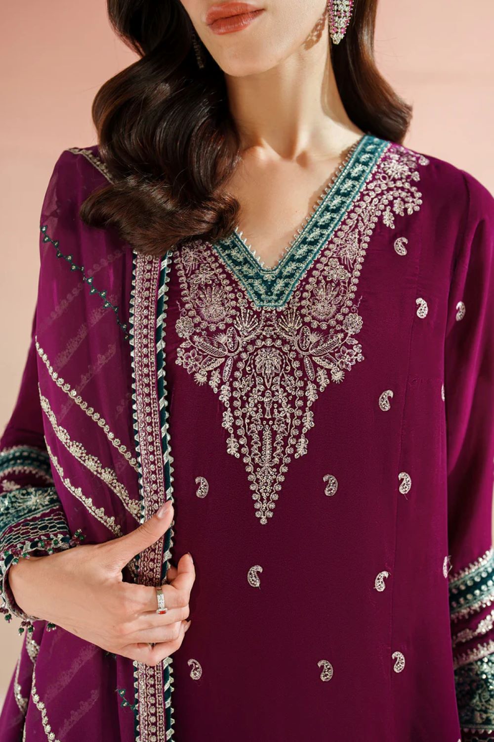 Jazmin | Embroidered Velvet Formal VVF D-6 | Ready To Wear - Image 2