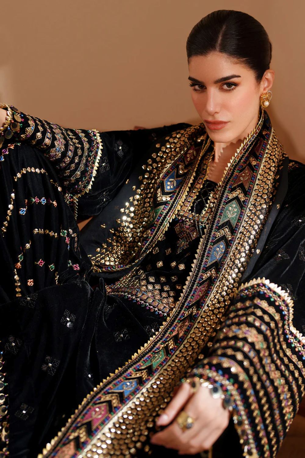 Jazmin | Embroidered Velvet Formal VVF D-5 | Ready To Wear - Image 11
