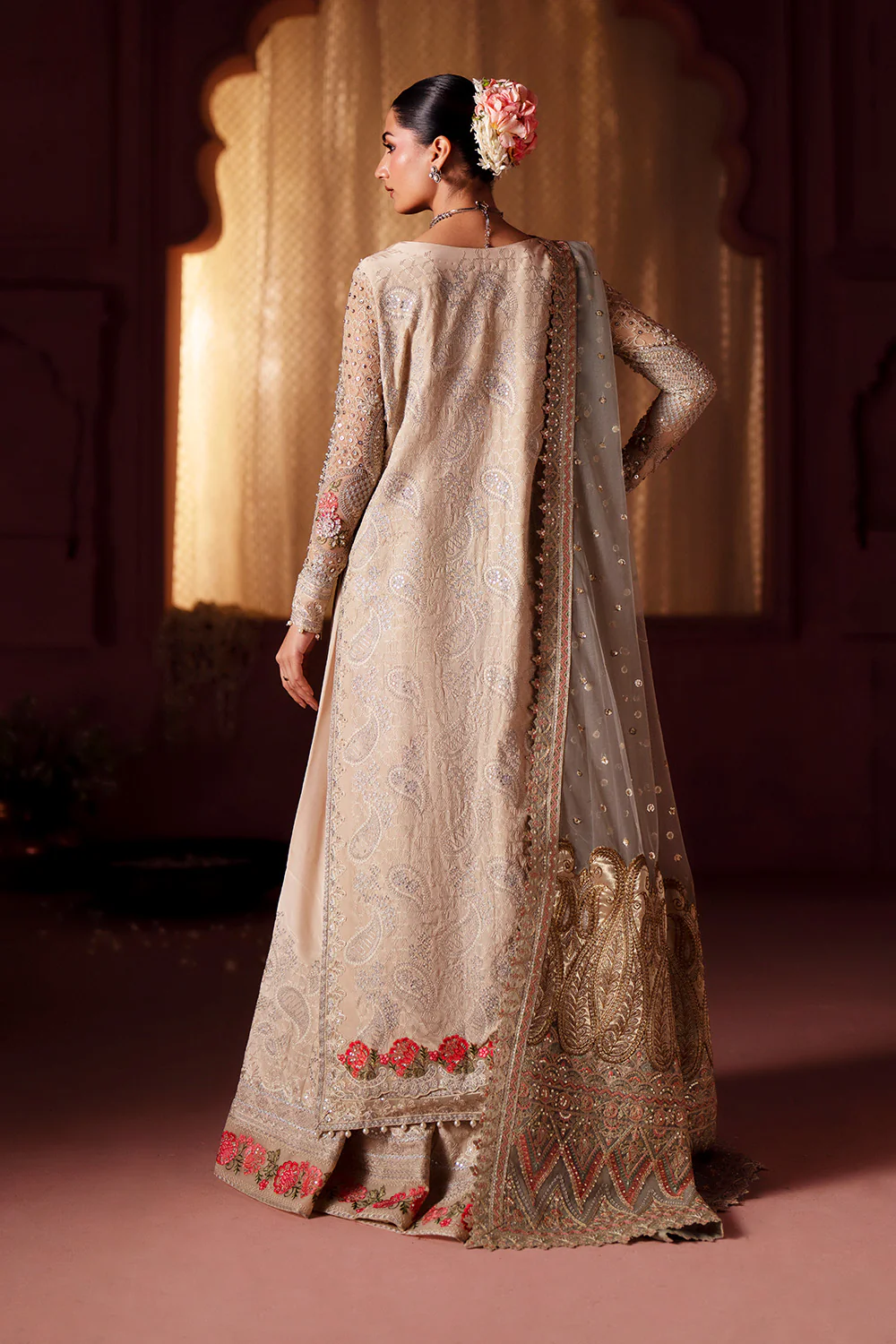 MNM | Whitecap Grey 3 in Korean Silk and Bareeze Net- ENGAGEMENT HUES - MSS5903| Ready to wear - Image 4