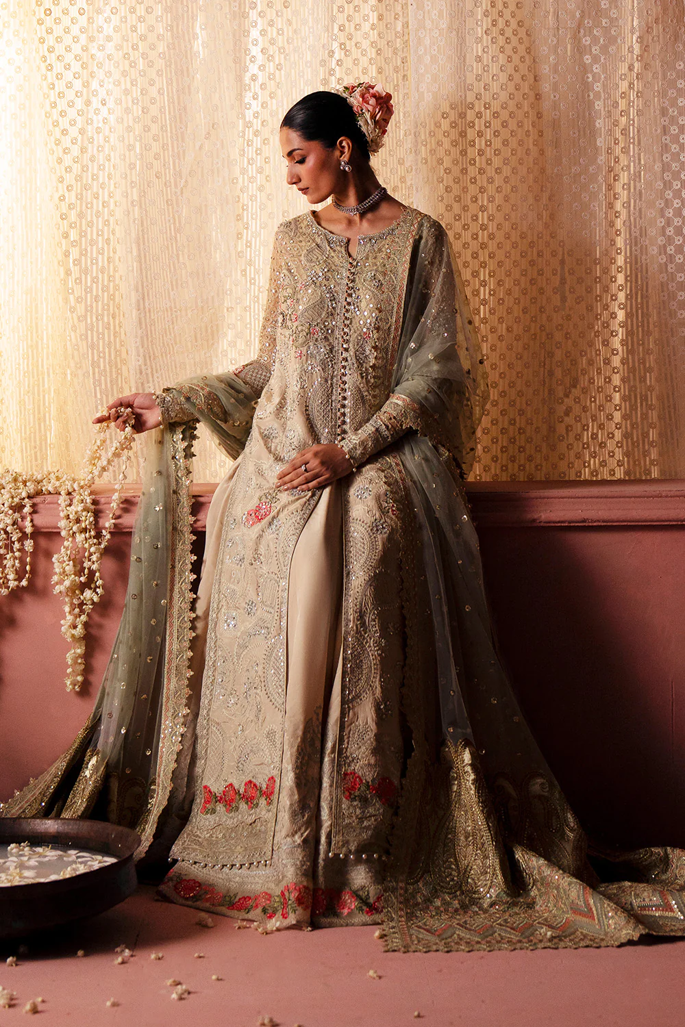 MNM | Whitecap Grey 3 in Korean Silk and Bareeze Net- ENGAGEMENT HUES - MSS5903| Ready to wear - Image 5