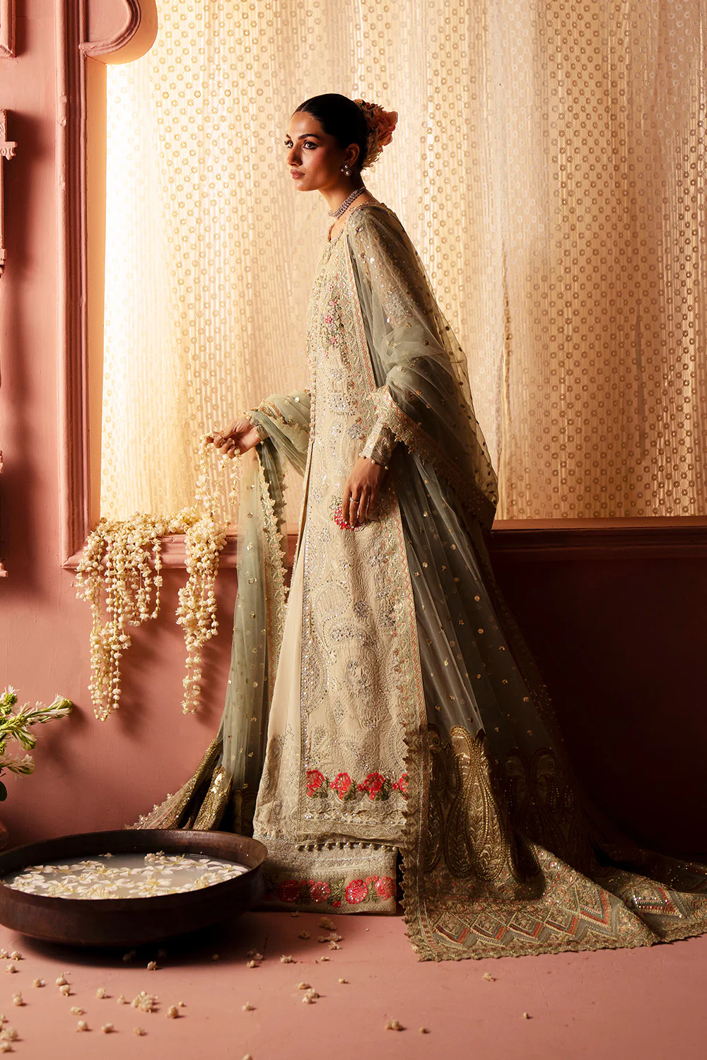 MNM | Whitecap Grey 3 in Korean Silk and Bareeze Net- ENGAGEMENT HUES - MSS5903| Ready to wear - Image 6