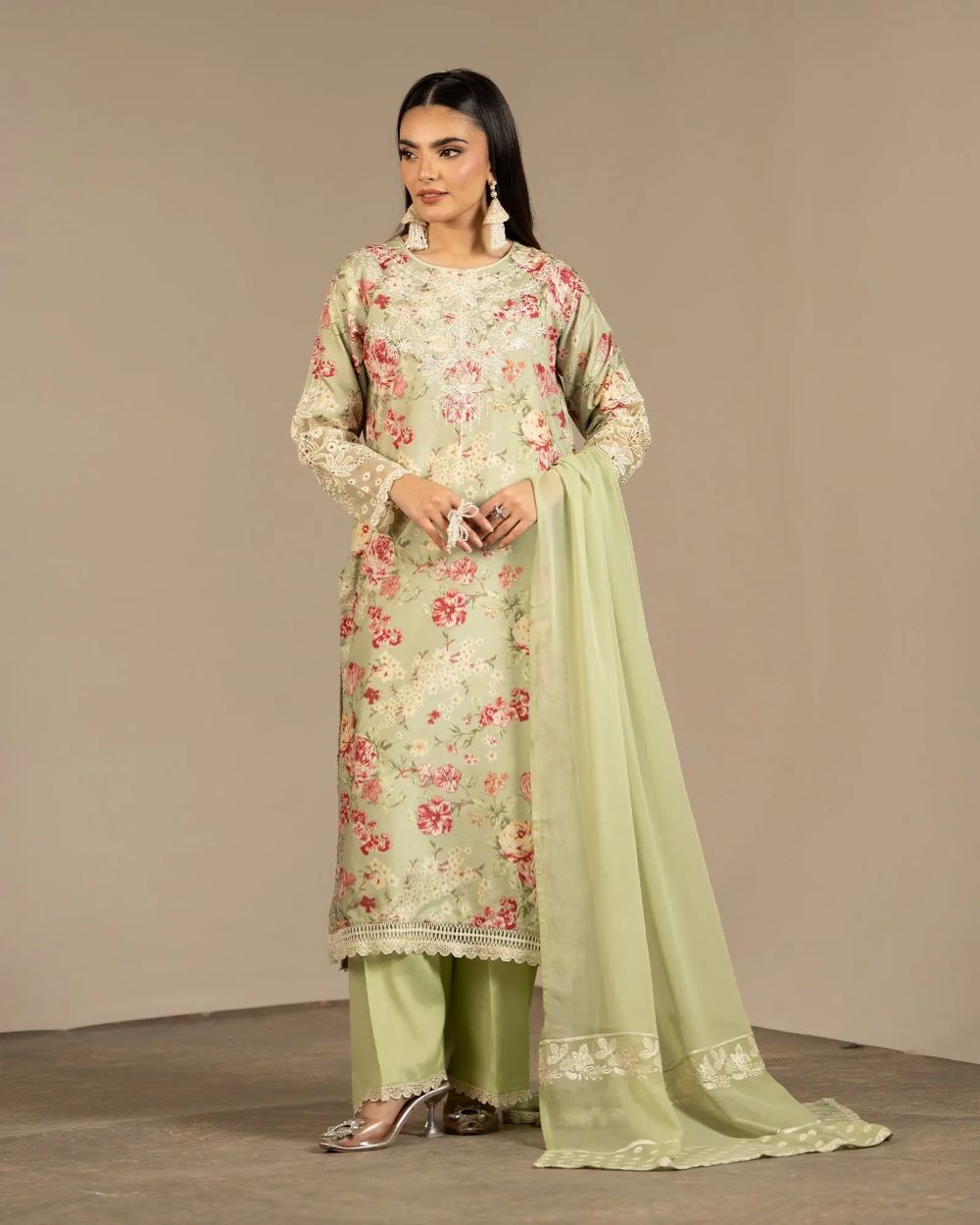 ShaPosh | Imported Silk 3PC | 2301-AF-SLK-PST | Ready to wear - Image 4