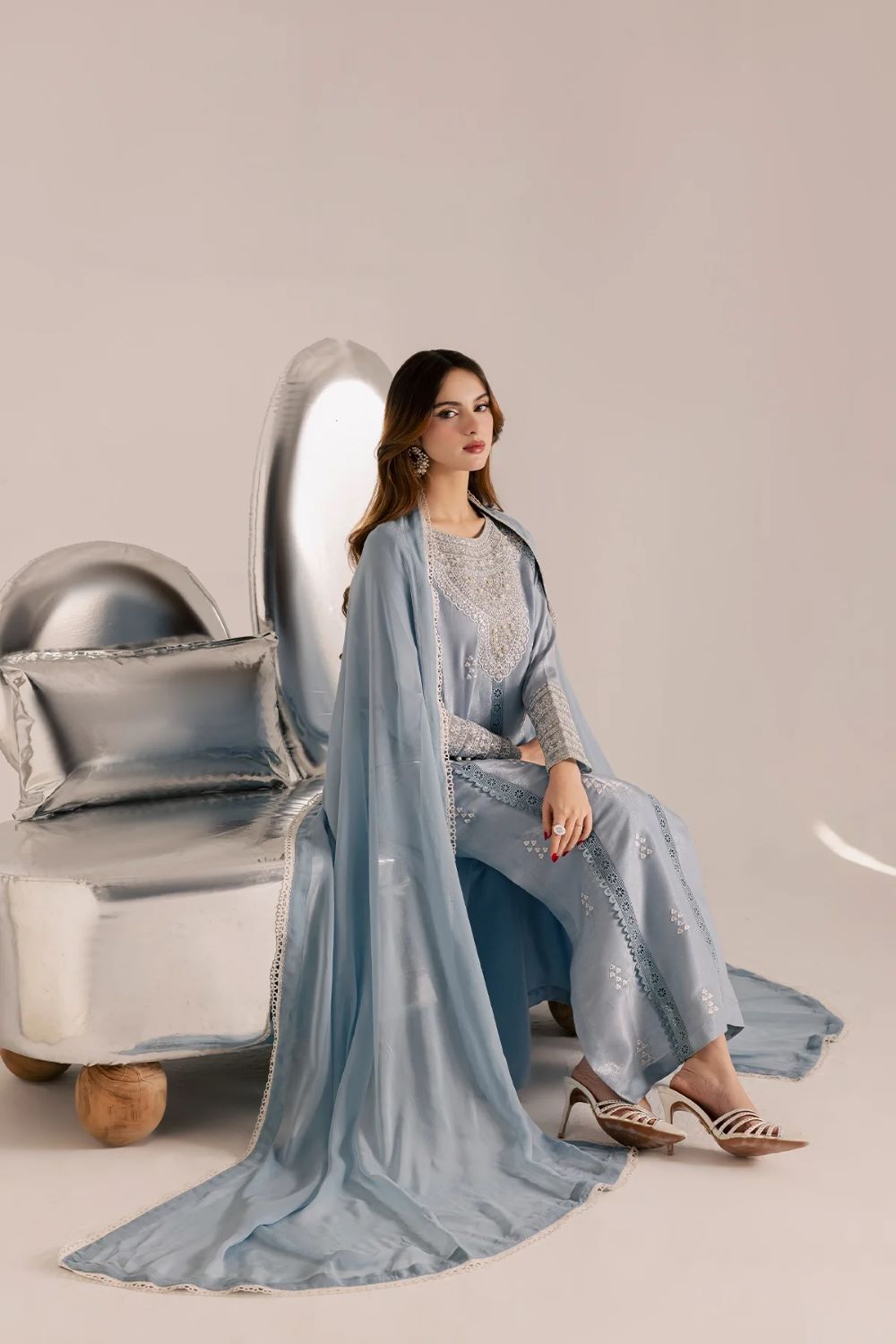 Vanya | Premium Silk/Chiffon 3pc Set - RE-25 | Ready to wear - Image 4