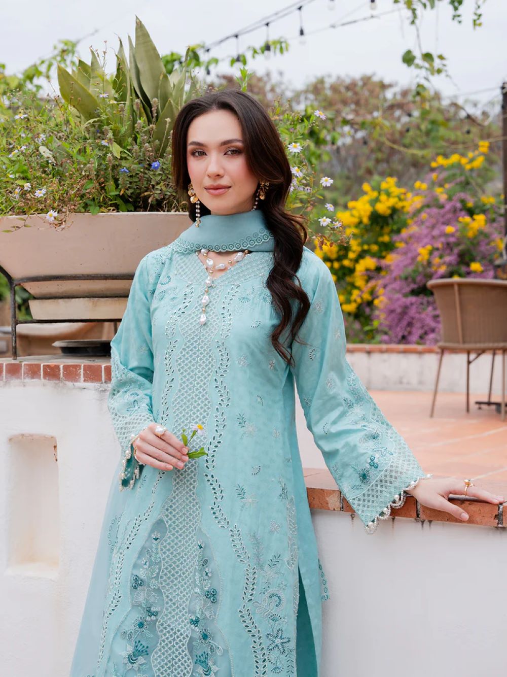 ALLY'S | Jacquard chikankari Kurta Set | AL-1119 SEOL | Ready to wear - Image 5