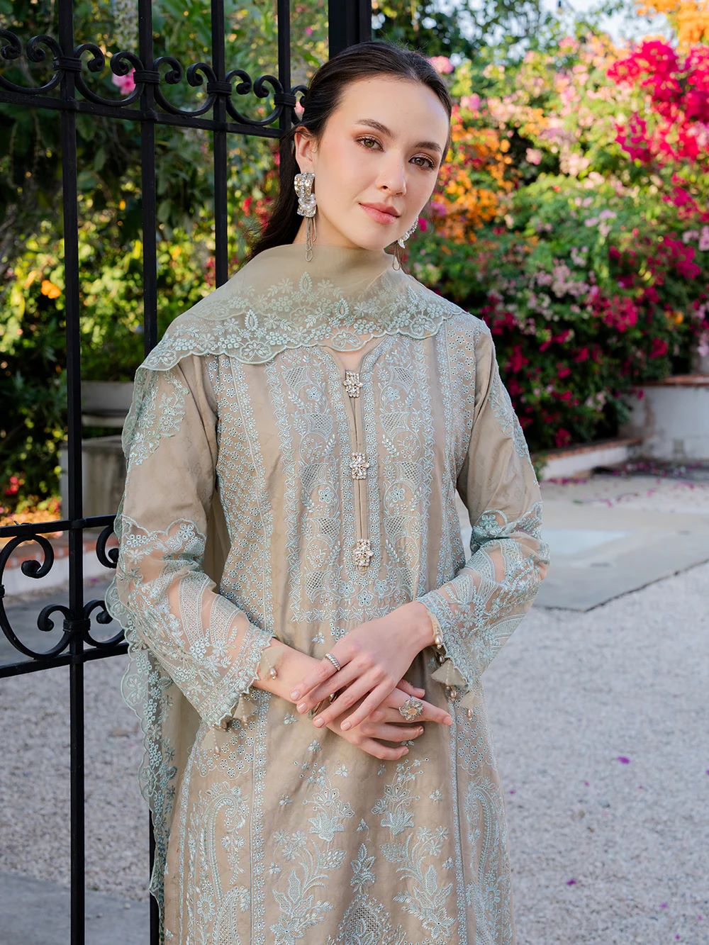 ALLY'S | Jacquard chikankari Kurta Set | AL-1122 DASHI | Ready to wear - Image 3