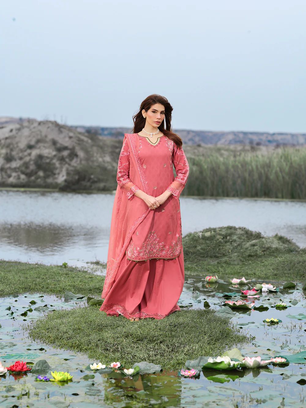 ALLY'S | Jacquard Kurta Set | AL-1171 PINKI | Ready to wear - Image 3