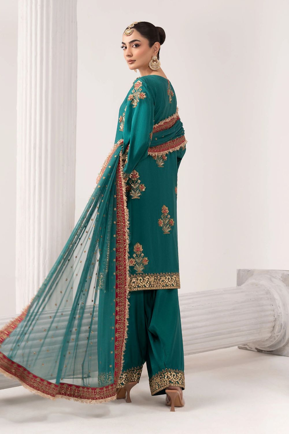 Maria.B | 3 Piece Embroidered Raw Silk Suit | SF-EF26-22 | Ready to wear - Image 2