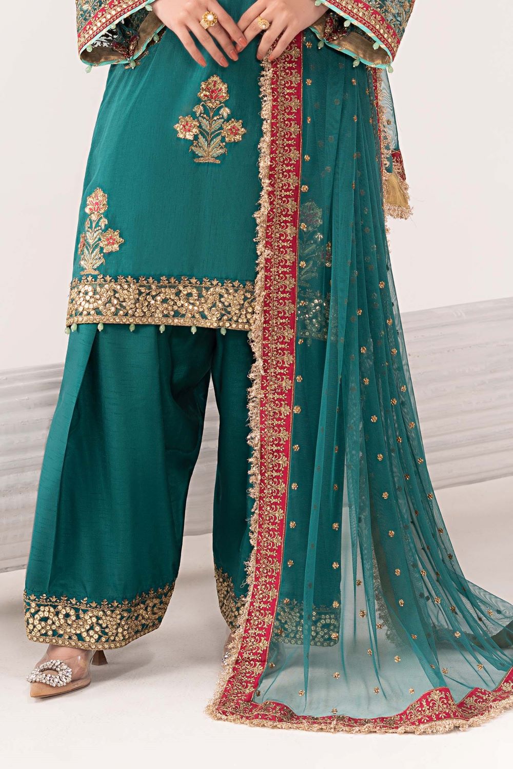 Maria.B | 3 Piece Embroidered Raw Silk Suit | SF-EF26-22 | Ready to wear - Image 5