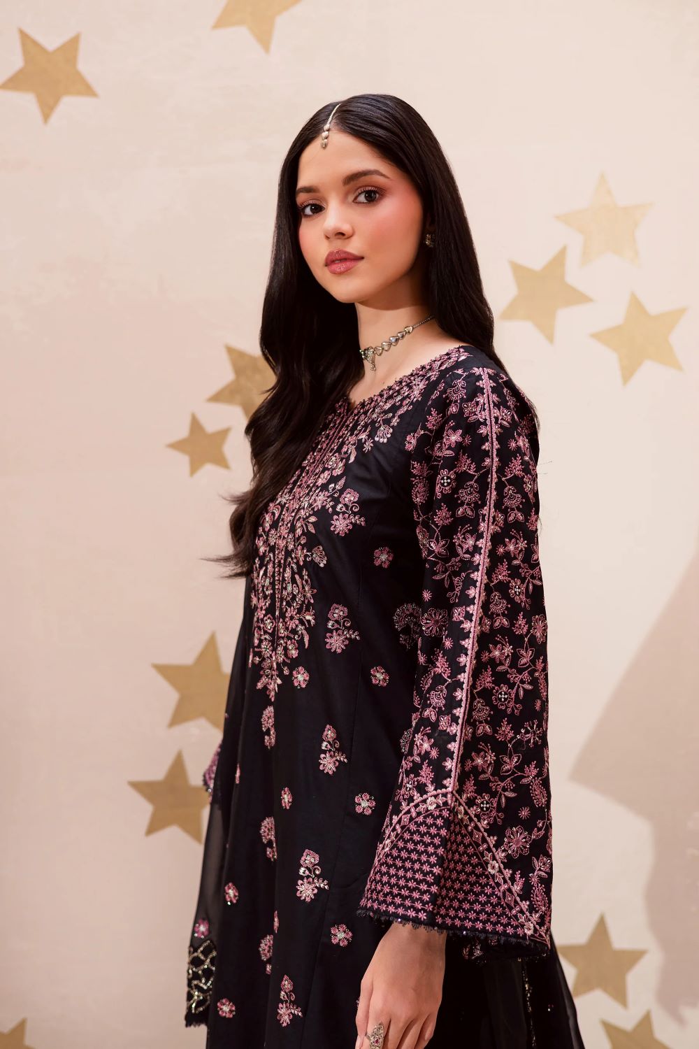 Batik | Black Sakura 3Pc- Festive Luxe Pret | Ready to wear - Image 3