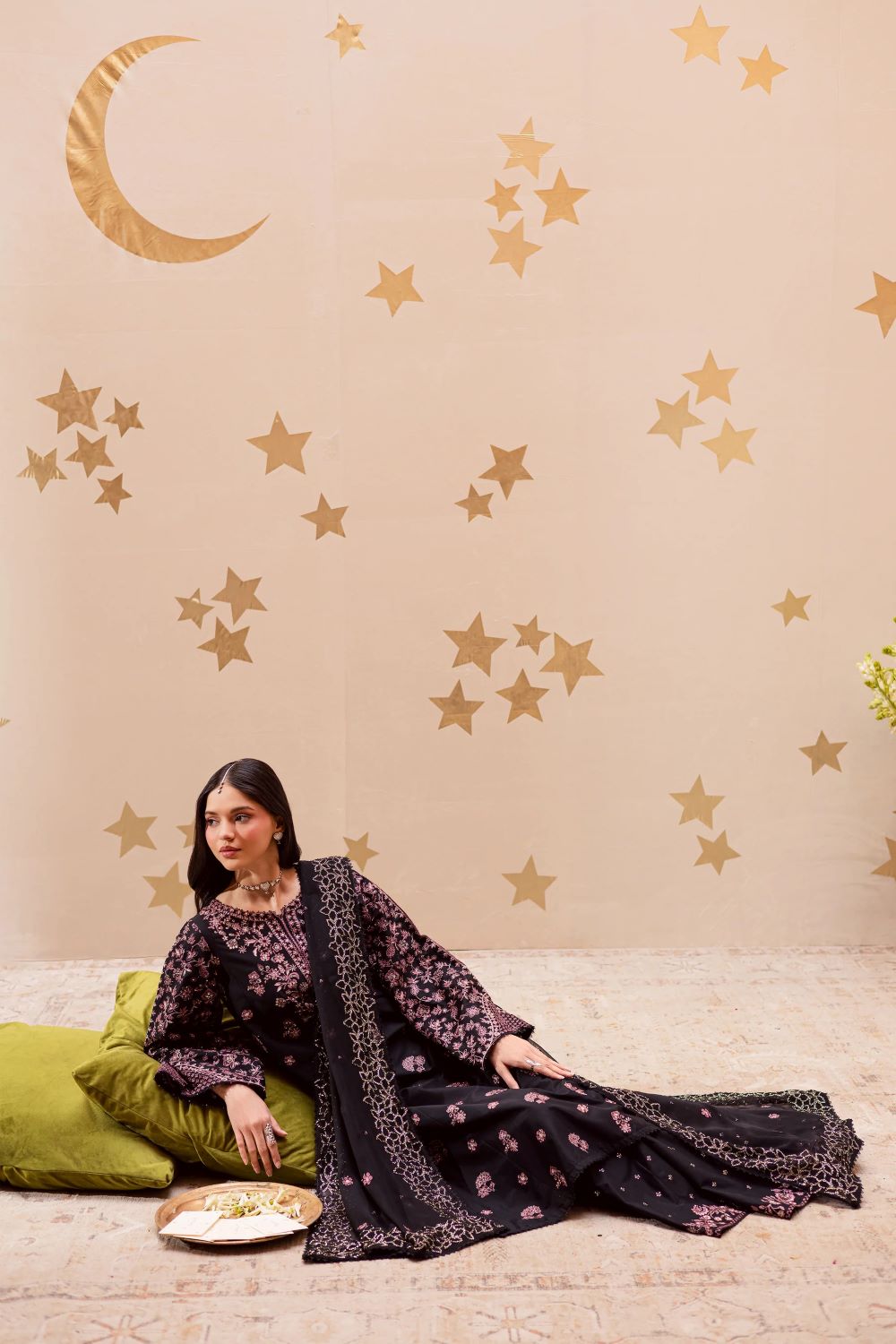 Batik | Black Sakura 3Pc- Festive Luxe Pret | Ready to wear - Image 5