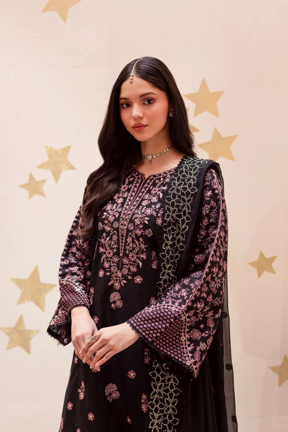 Batik | Black Sakura 3Pc- Festive Luxe Pret | Ready to wear - Image 6