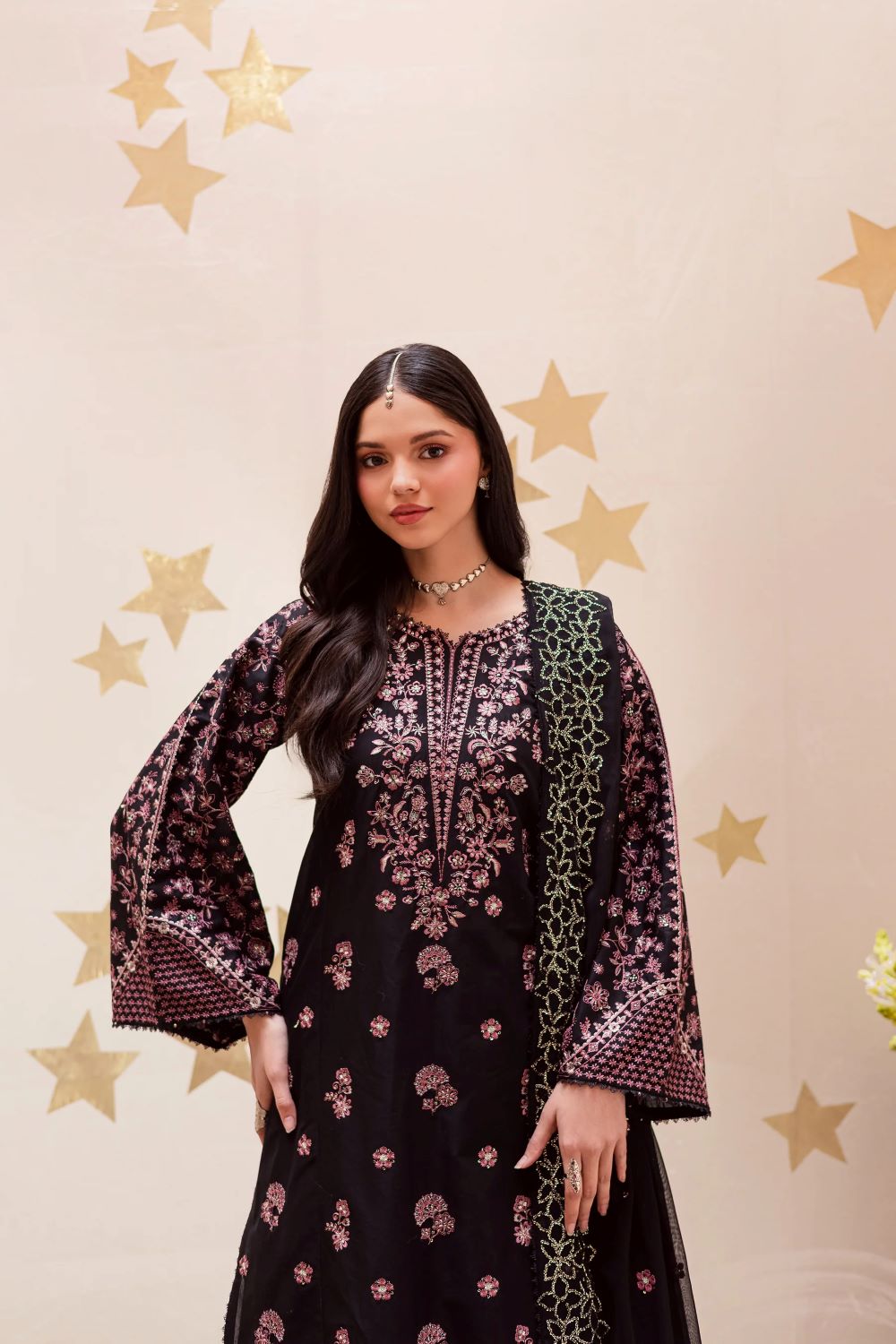 Batik | Black Sakura 3Pc- Festive Luxe Pret | Ready to wear - Image 7