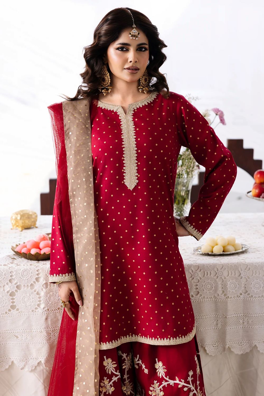 Charizma | 3-PC Embroidered Raw-Silk Suit CMA-6-353 | Ready To Wear - Image 2