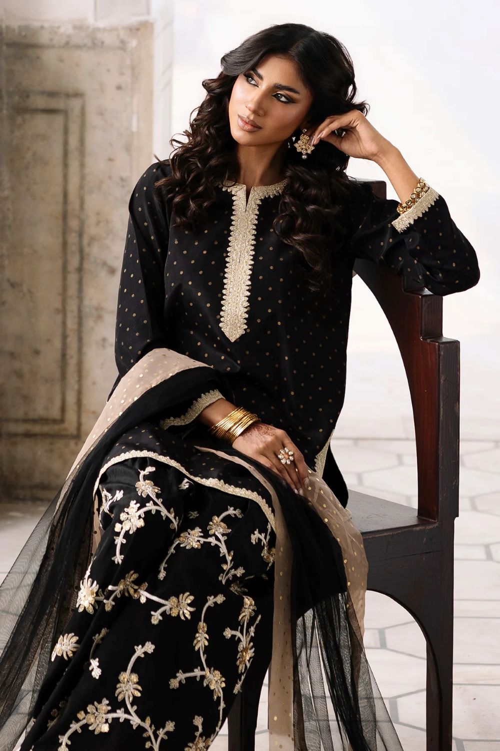 Charizma | 3-PC Embroidered Raw-Silk Suit CMA-6-351 | Ready To Wear - Image 4