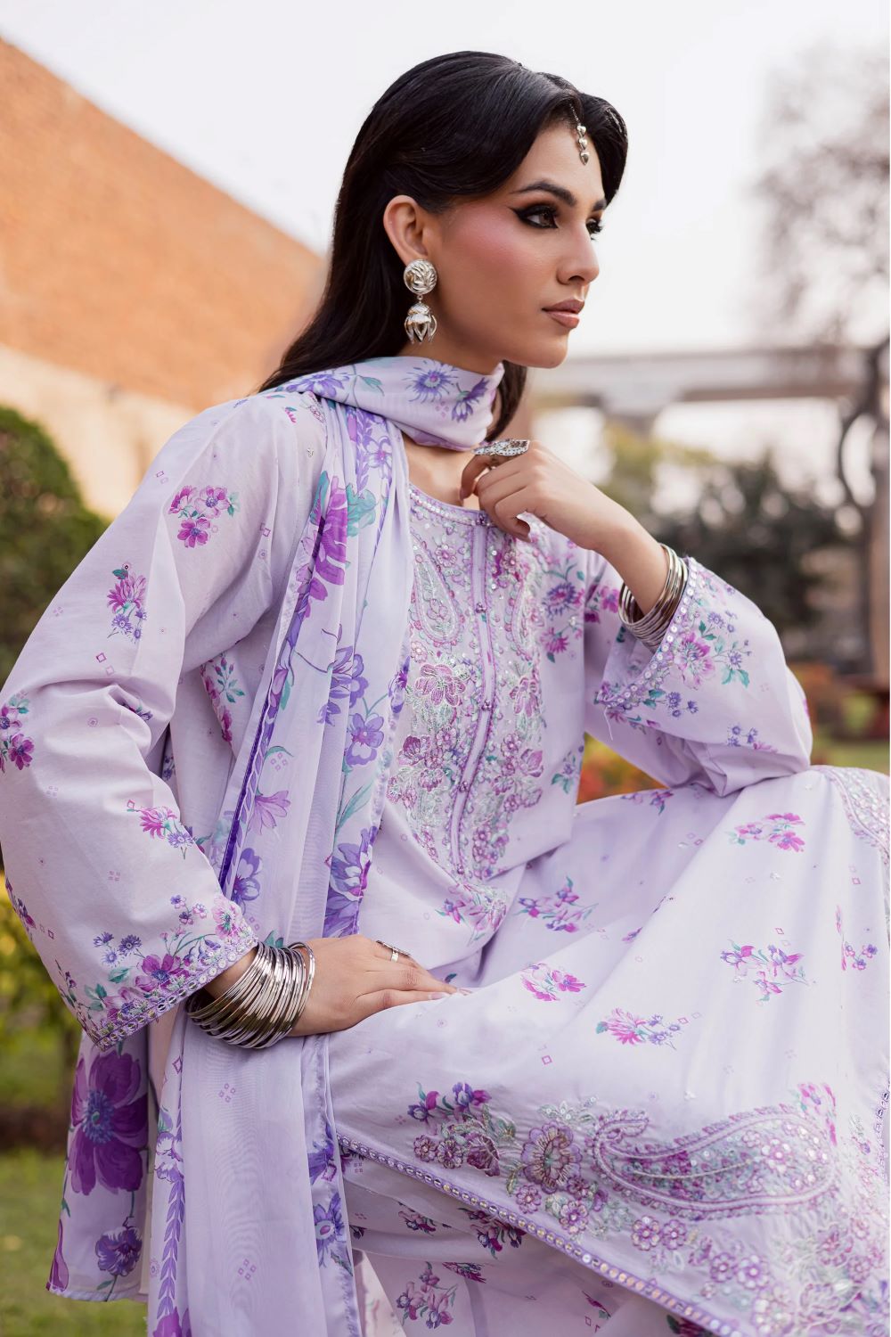Batik | Morticia Lilac 3Pc - Festive Eid Prints | Ready to wear - Image 2