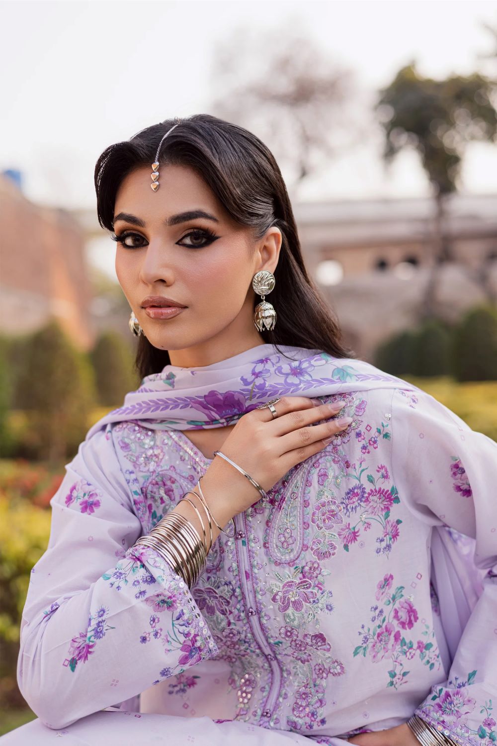Batik | Morticia Lilac 3Pc - Festive Eid Prints | Ready to wear - Image 3