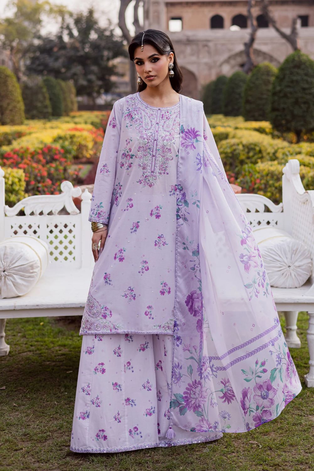 Batik | Morticia Lilac 3Pc - Festive Eid Prints | Ready to wear - Image 6