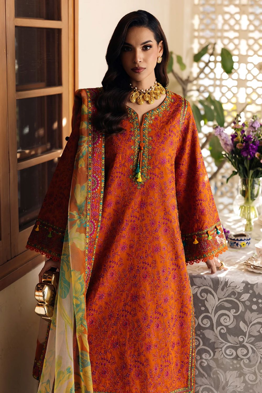 Charizma | 3-PC Embroidered Lawn Collection ED6-03 | Ready To Wear - Image 2