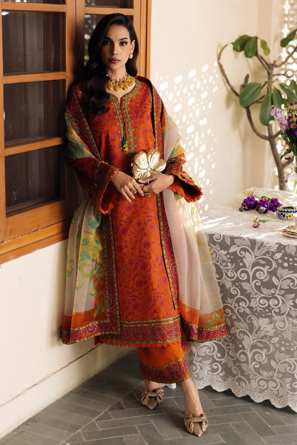 Charizma | 3-PC Embroidered Lawn Collection ED6-03 | Ready To Wear - Image 3